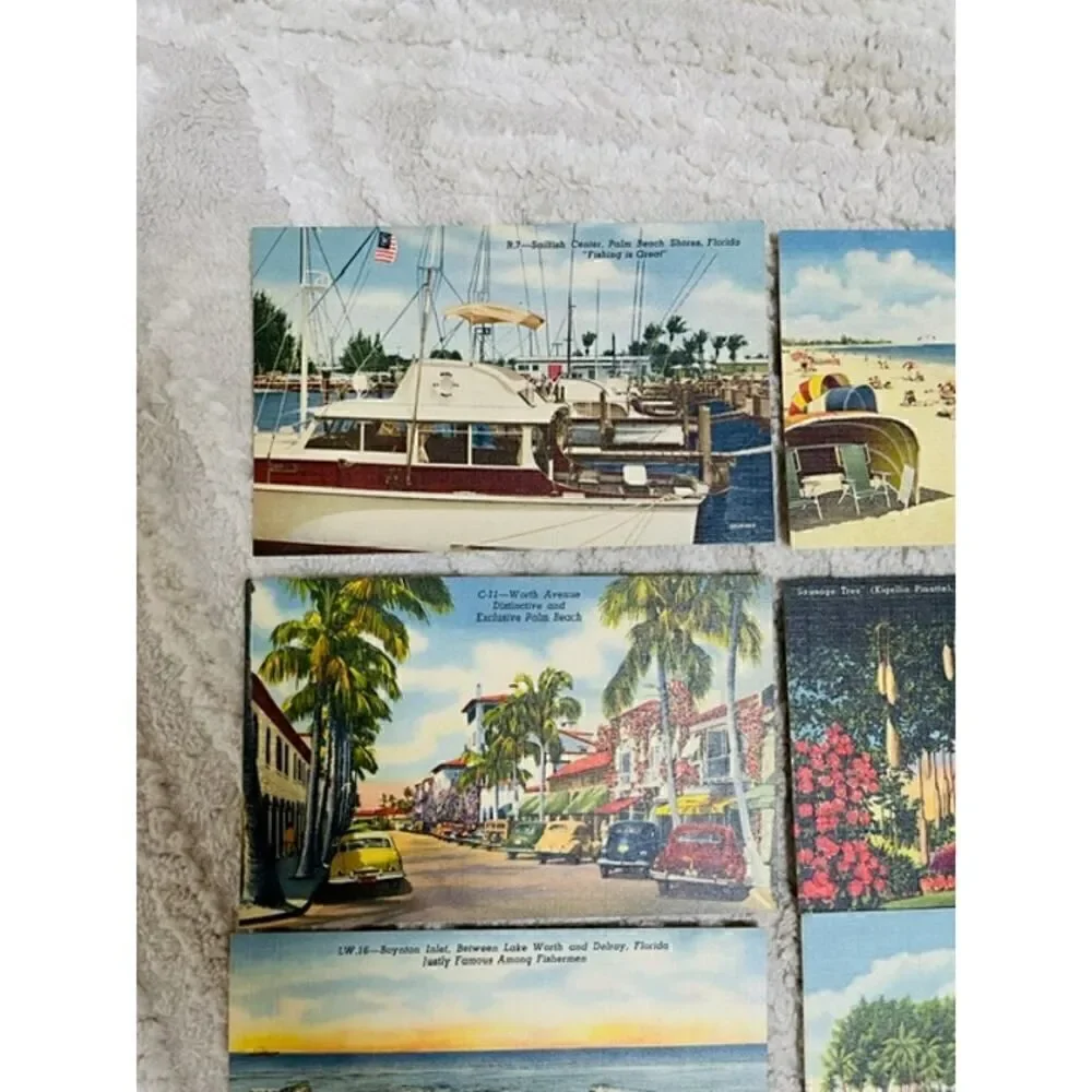Tichnor Curteich Linen Post Cards Palm Beach Biltmore Lot of 16